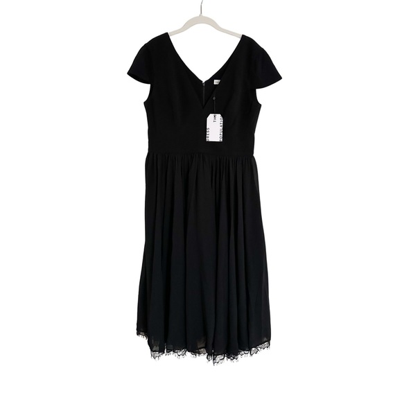 Dress the Population Corey Chiffon Fit & Flare Cocktail Dress Black Size Large - Picture 7 of 7